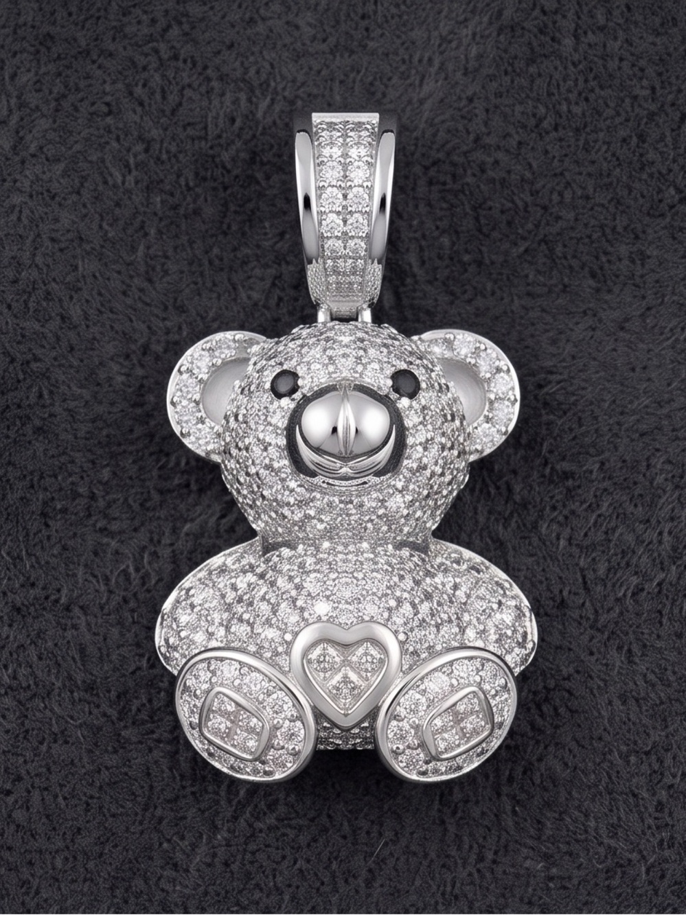 Moissanite Teddy Bear Pendant 926 Silver 2 CTW